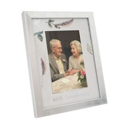 Happy Homewares Modern 60th Anniversary 4x6 Frame in Brushed Silver with Floral Decor - thumbnail 2