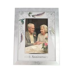 Happy Homewares Modern 60th Anniversary 4x6 Frame in Brushed Silver with Floral Decor - thumbnail 3