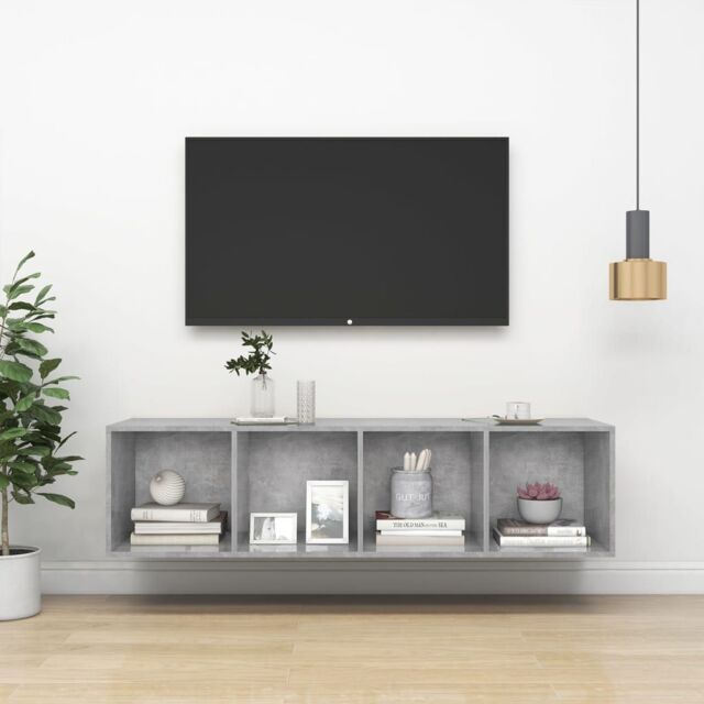 Berkfield Home Wall-mounted TV Cabinet Concrete Grey 37x37x142.5 cm Engineered Wood - image 1
