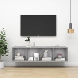 Berkfield Home Wall-mounted TV Cabinet Concrete Grey 37x37x142.5 cm Engineered Wood - thumbnail 1