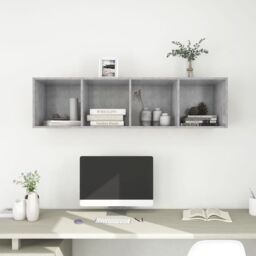 Berkfield Home Wall-mounted TV Cabinet Concrete Grey 37x37x142.5 cm Engineered Wood - thumbnail 6