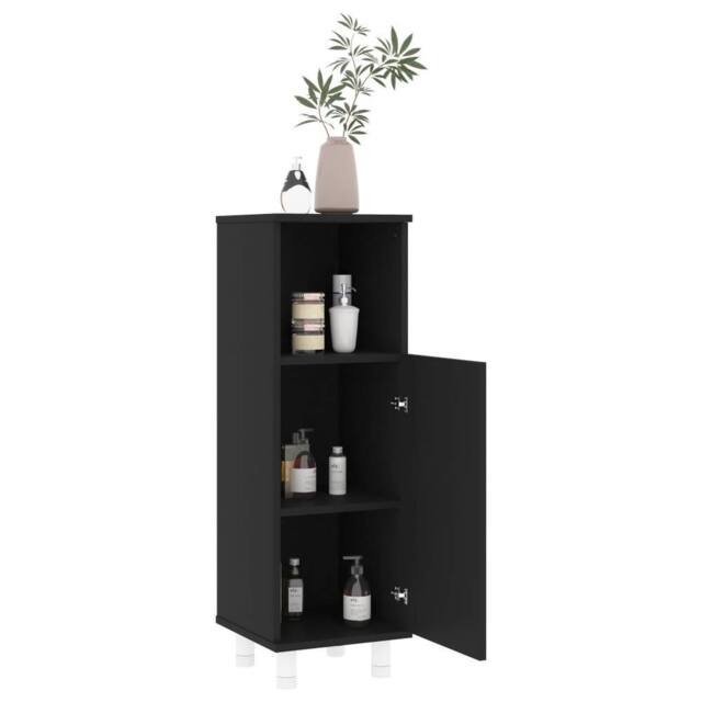 Berkfield Home Sturdy Bathroom Cabinet Black 30x30x95 cm Engineered Wood - Size: 30 x 30 x 95 cm - image 1