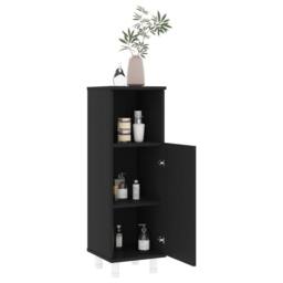 Berkfield Home Sturdy Bathroom Cabinet Black 30x30x95 cm Engineered Wood - Size: 30 x 30 x 95 cm - thumbnail 1