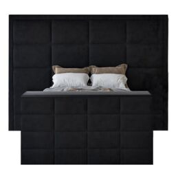 HOB Furniture Block Upholstered Tv Bed Frame, Luxury French Velvet, Black - Size: King - thumbnail 5