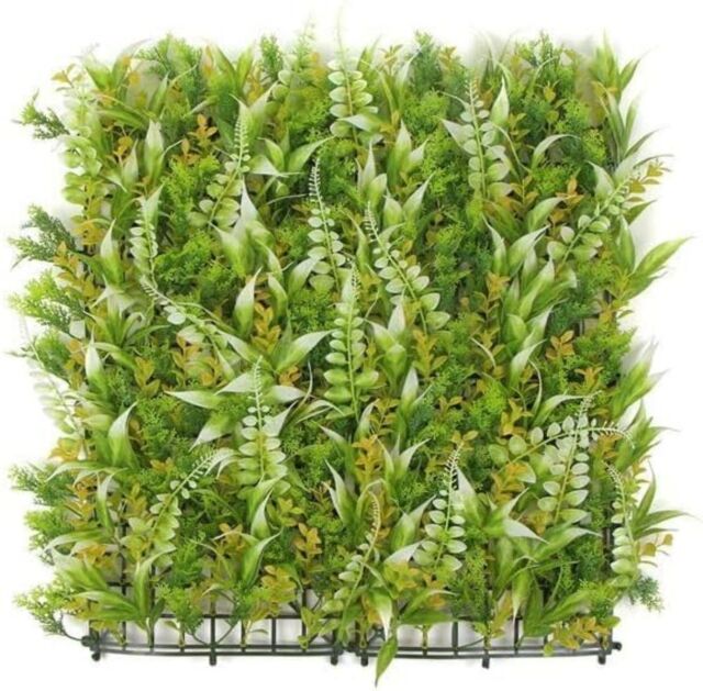 Hygrad Built to Survive Pack of 12 x Artificial Boxwood Topiary Screen Wall Hedge Grass 50 x 50cm For Indoor/Outdoor - Lime Green - Size: 50 x 50 cm - image 1