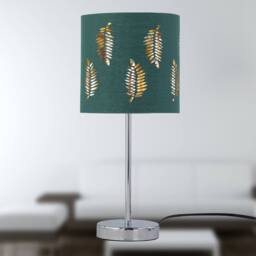 First Choice Lighting Chrome Touch Operated Table Lamp with Dark Green Fern Shade in Silver - thumbnail 5