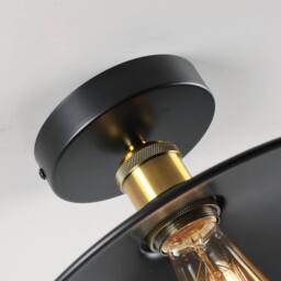 NIVOR 1 Light Industrial Aluminum Flush Mount Ceiling Black E27 (Set of 2) in Jet Black - thumbnail 8
