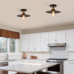 NIVOR 1 Light Industrial Aluminum Flush Mount Ceiling Black E27 (Set of 2) in Jet Black - thumbnail 7