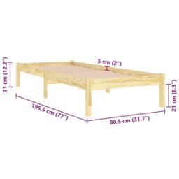 Berkfield Home Modern Bed Frame Solid Wood 75x190 cm Small Single in Light Brown - thumbnail 8