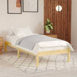 Berkfield Home Modern Bed Frame Solid Wood 75x190 cm Small Single in Light Brown - thumbnail 2