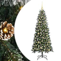 Berkfield Home Elegant Artificial Christmas Tree with 150 LEDs Green 66 x 66 x 150 cm - thumbnail 3