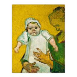 "Artery8 Madame Roulin & Her Baby Van Gogh Vintage Wall Art Print Poster in Yellow - Size: W24"" x H32""" - thumbnail 1