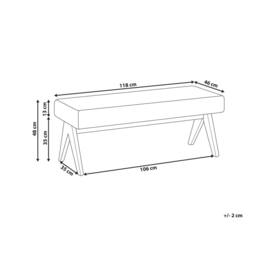 Wyld and Coco Boucle Bench Off-White and Brown Rubberwood Legs W118 x D46 x H48cm in White - thumbnail 4