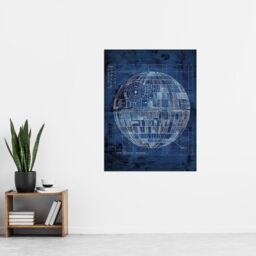 "Artery8 Space Station Blueprint Star Design Death Wall Art Print in Blue - Size: W24"" x H32""" - thumbnail 4