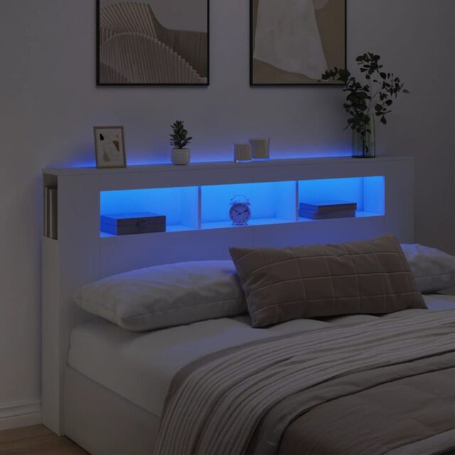 Berkfield Home LED Headboard White 180x18.5x103.5 cm Engineered Wood - image 1