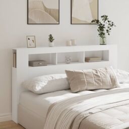 Berkfield Home LED Headboard White 180x18.5x103.5 cm Engineered Wood - thumbnail 4