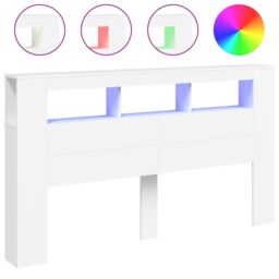 Berkfield Home LED Headboard White 180x18.5x103.5 cm Engineered Wood - thumbnail 2