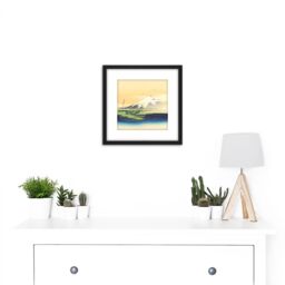 Artery8 Mount Fuji Japan 8X8 Inch Square Wooden Framed Wall Art Print Picture with Mount in Black - thumbnail 2