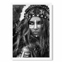 ARTZE Strong Woman Fashion Black & White Photo Framed Print SIZE: A2 with White Frame - Size: A4 - thumbnail 1