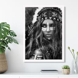 ARTZE Strong Woman Fashion Black & White Photo Framed Print SIZE: A2 with White Frame - Size: A4 - thumbnail 2