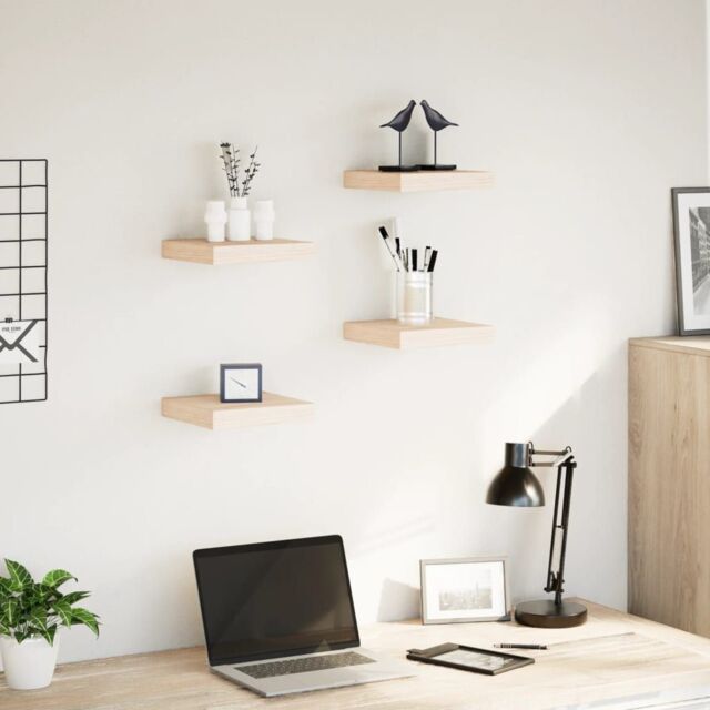 Berkfield Home Floating Shelves 4 pcs 23x23.5x4 cm Engineered Wood in Brown - image 1