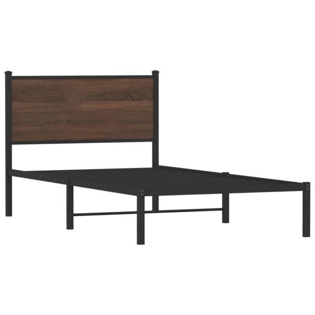 Berkfield Home Metal Bed Frame without Mattress Brown Oak 100x190 cm - image 1