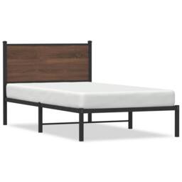Berkfield Home Metal Bed Frame without Mattress Brown Oak 100x190 cm - thumbnail 3