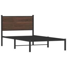 Berkfield Home Metal Bed Frame without Mattress Brown Oak 100x190 cm - thumbnail 1