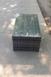 Fimous Rattan Oblong Rectangular Tea Coffee Table in Dark Grey - thumbnail 4