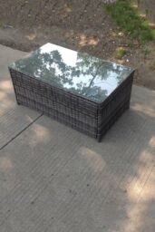Fimous Rattan Oblong Rectangular Tea Coffee Table in Dark Grey - thumbnail 1