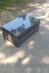 Fimous Rattan Oblong Rectangular Tea Coffee Table in Dark Grey - thumbnail 2
