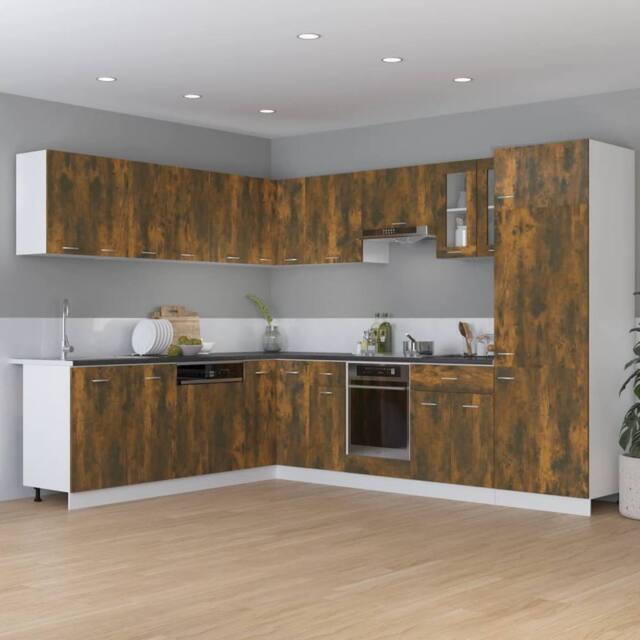 Berkfield Home Kitchen Cabinet Smoked Oak 75, 5x75, 5x80, 5 cm Engineered Wood in Brown - image 1