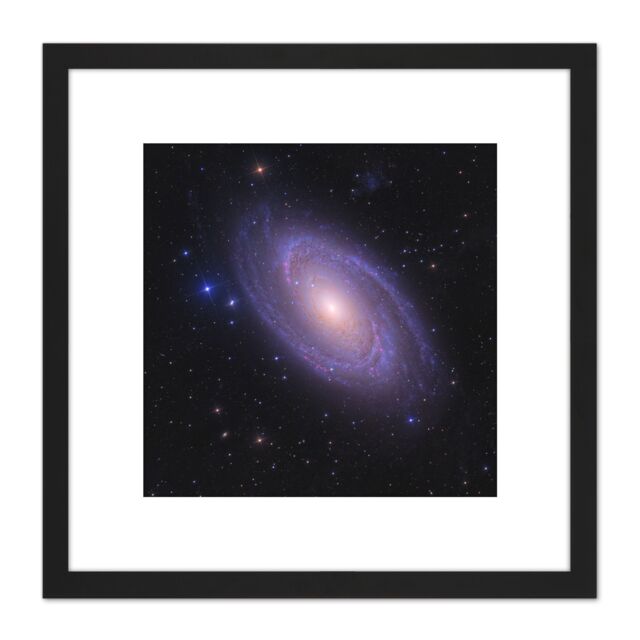 Artery8 Crawford Space Galaxy M81 Bode's Spiral Stars Photo 8X8 Inch Square Wooden Framed Wall Art Print Picture with Mount in Black - image 1