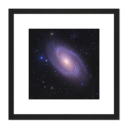Artery8 Crawford Space Galaxy M81 Bode's Spiral Stars Photo 8X8 Inch Square Wooden Framed Wall Art Print Picture with Mount in Black - thumbnail 1