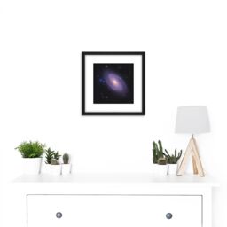 Artery8 Crawford Space Galaxy M81 Bode's Spiral Stars Photo 8X8 Inch Square Wooden Framed Wall Art Print Picture with Mount in Black - thumbnail 2