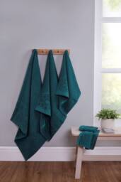 Rapport Home Versailles Jacquard 6 Piece Cotton Towels Bale Set Soft & Absorbent in Teal - thumbnail 2