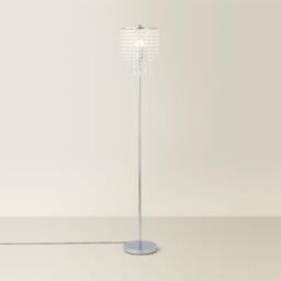 ValueLights Bronte Chrome Floor Lamp with Acrylic Droplet Chandelier Style Shade in Silver - thumbnail 3