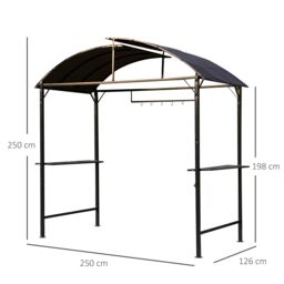 OUTSUNNY Gazebo Marquee Canopy Awning Shelter Garden Patio BBQ Tent Grill Black in Brown - thumbnail 3