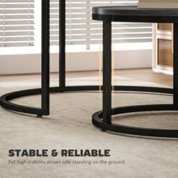 NESTLUNE 2 Pcs Stacking Coffee Table Set Steel Frame in Black - Size: 100 cm x 15 cm - thumbnail 4
