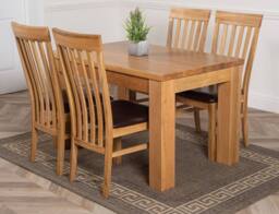 Thats Furniture Dakot 127 x 82cm Oak Small Dining Table & 4 Harvard Chairs in Brown - Size: 127 x 82 cm - thumbnail 1