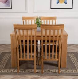 Thats Furniture Dakot 127 x 82cm Oak Small Dining Table & 4 Harvard Chairs in Brown - Size: 127 x 82 cm - thumbnail 2
