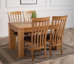 Thats Furniture Dakot 127 x 82cm Oak Small Dining Table & 4 Harvard Chairs in Brown - Size: 127 x 82 cm - thumbnail 3
