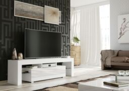 Creative Furniture TV Unit 160cm Stylish Modern - White with High Gloss Doors - thumbnail 2