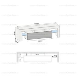 Creative Furniture TV Unit 160cm Stylish Modern - White with High Gloss Doors - thumbnail 4