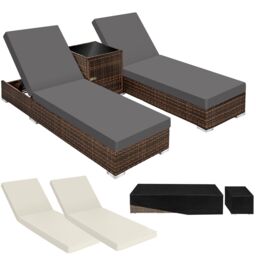 tectake Set Of 2 Aluminum Rattan Lounge Chairs Nautica in Brown - Size: 2 Seater