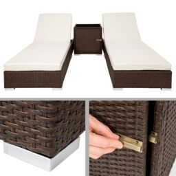 tectake Set Of 2 Aluminum Rattan Lounge Chairs Nautica in Brown - Size: 2 Seater - thumbnail 3