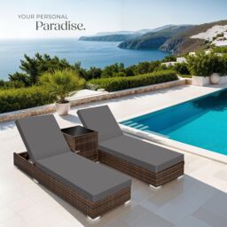tectake Set Of 2 Aluminum Rattan Lounge Chairs Nautica in Brown - Size: 2 Seater - thumbnail 8
