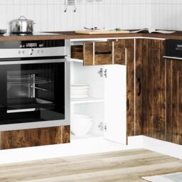 Berkfield Home Kitchen Base Cabinet Lucca Smoked Oak Engineered Wood in Brown - thumbnail 2