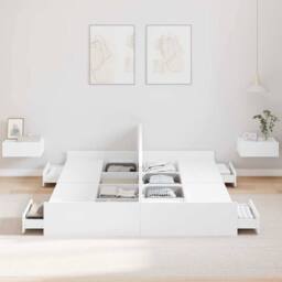 Berkfield Home Storage Bed Frame White 140 x 190 cm Melamined Board - thumbnail 4
