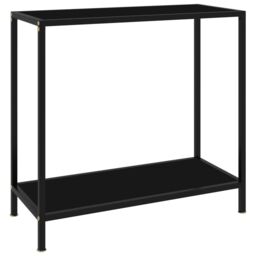 Berkfield Home Console Table Black 80x35x75 cm Tempered Glass - Size: 80 x 35 x 75 cm - thumbnail 1